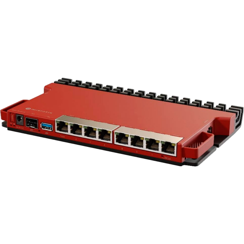 Маршрутизатор MIKROTIK RouterBOARD L009UiGS-RM Додатково Інтерфейси: Gigabit Ethernet портів; (1) SFP (2.5G підтримка) порт; (1) USB 3.0 type A; (1) серійний RJ45 порт; Підтримка РОЕ; Процесор: IPQ-5018 (ARM 64bit); Об'єм оперативної пам'яті: 512 MB DDR3L; Розмір сховища даних: 128 МБ; Сховища даних: NAND