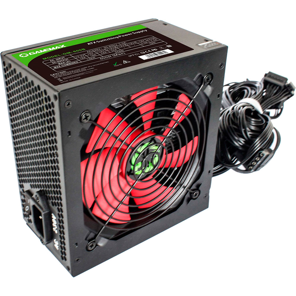 Блок питания GAMEMAX 600W Black fan 120mm GM-600B