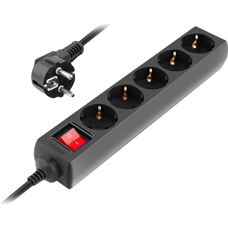 Мережевий фільтр REAL EL RS-Protect M 5 розеток 1.8м 10А Black (EL122300026) Тип мережевий фільтр