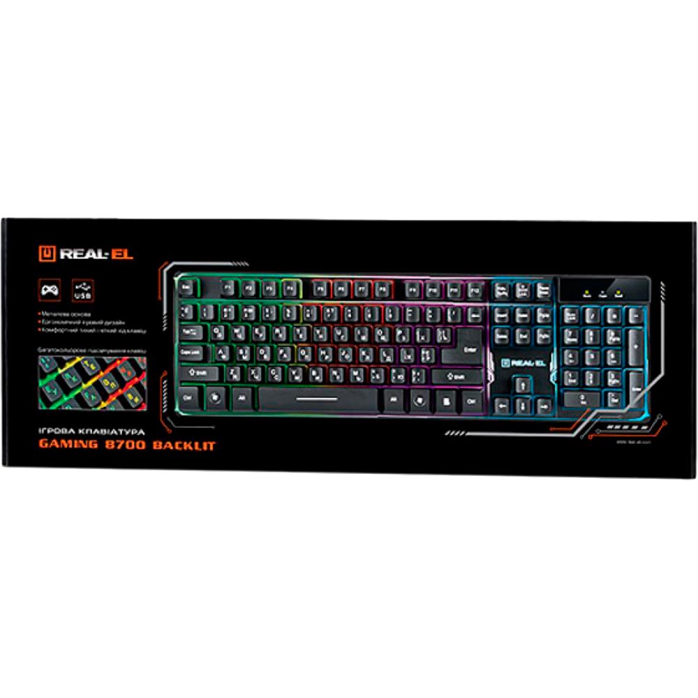 Клавиатура REAL EL Gaming 8700 Black (EL123100015) Класс игровая