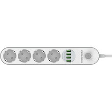 Сетевой фильтр PROLOGIX Premium 4 розетки+4xUSB 2м 10A 3×0.75мм2 White (PR-SE4432W)