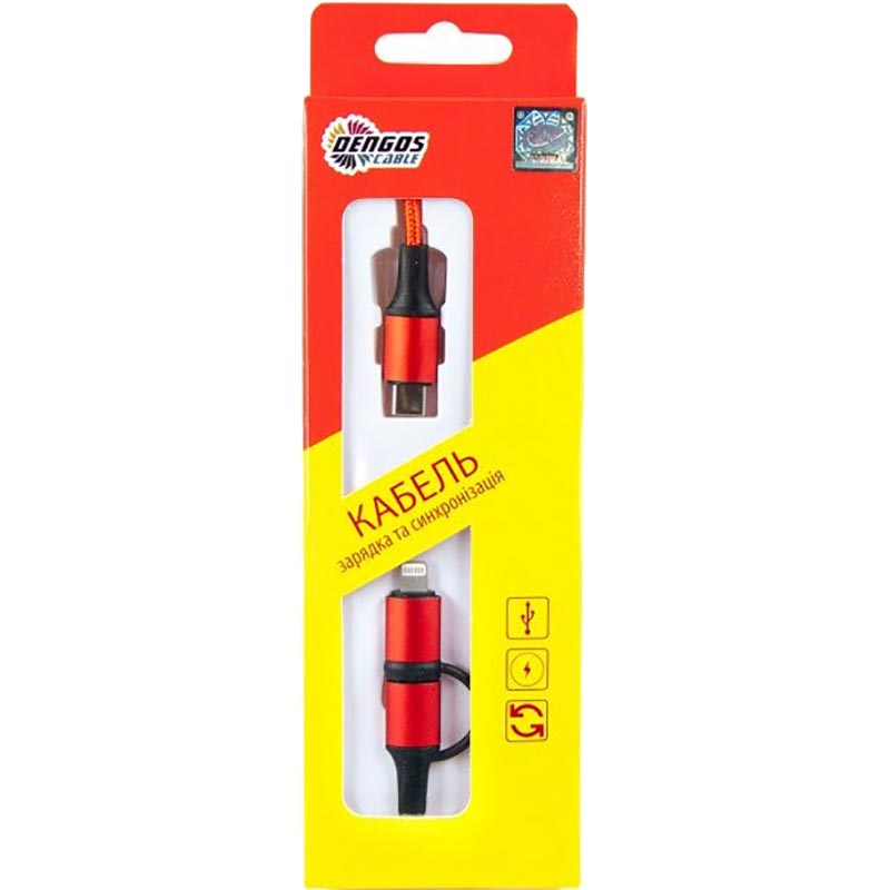 Кабель Dengos USB Type-C - USB Type-C/Lightning 1 м Red (NTK-TC-TCL-RED) Длина 1