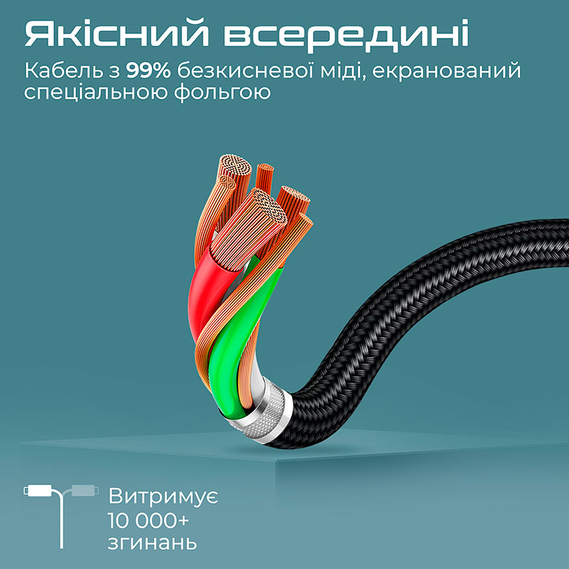 Кабель Promate HDMI-PD100 USB-C to HDMI/USB-C in 1.8 м Grey (hdmi-pd100.grey) Тип разъема USB Type-C - HDMI