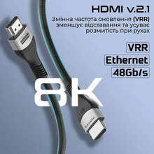 Кабель Promate PrimeLink8K-150 HDMI-HDMI 2.1 UHD HDR 3 м Grey (primelink8k-300.grey)