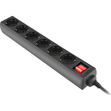 Мережевий фільтр REAL EL RS-6 Protect M 6 розеток 1.8м 16А 3x1.5мм2 Black (EL122300032)