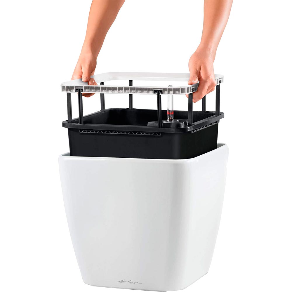 Горшок для растений Lechuza Quadro Premium LS 43 White (16180) Материал пластик