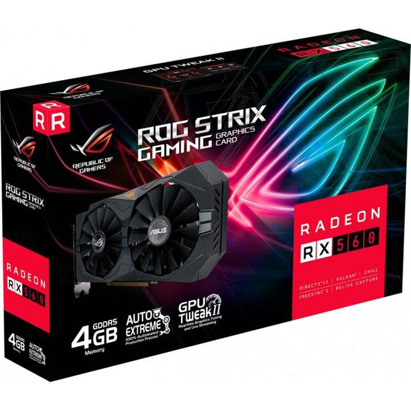 Відеокарта Asus Radeon RX 560 ROG Strix 4GB 128bit 1199/6800MHz (ROG-STRIX-RX560-4G-V2-GAMING) Тип пам'яті GDDR5