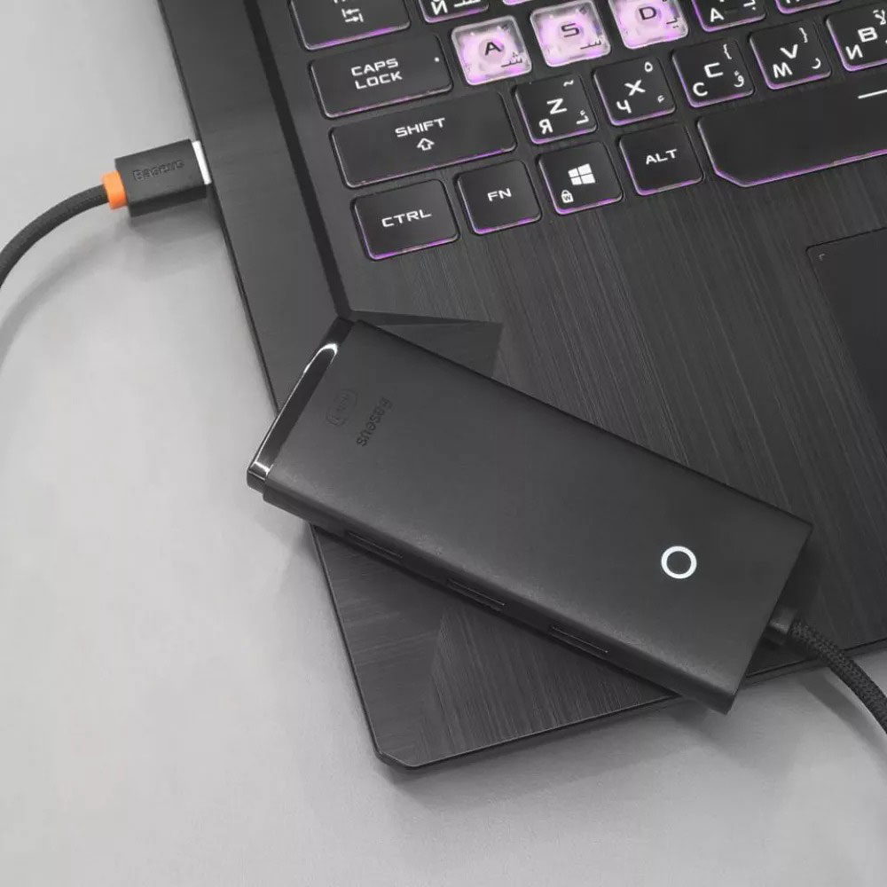 Внешний вид USB-хаб BASEUS Хаб Lite Series 4in1 Black 25 см (36720)