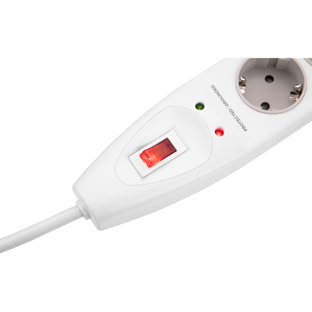 Сетевой фильтр 2E 5 розеток 2м 16А 3x1.5мм2 White (2E-SP515M2WH) Тип вилки евровилка с заземлением (Тип F) 