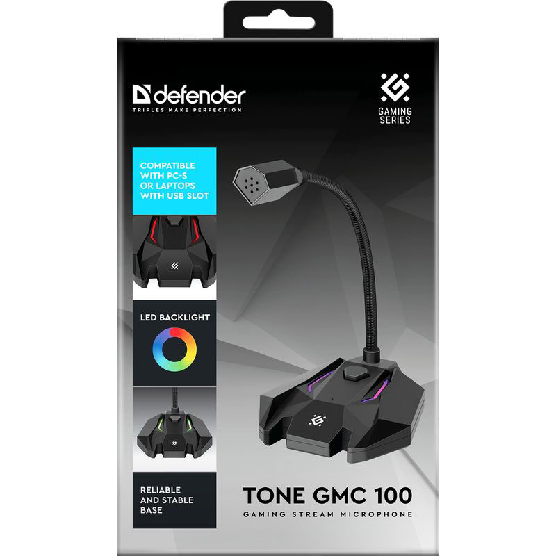 Зовнішній вигляд Мікрофон DEFENDER Tone GMC 100 USB LED (64610)