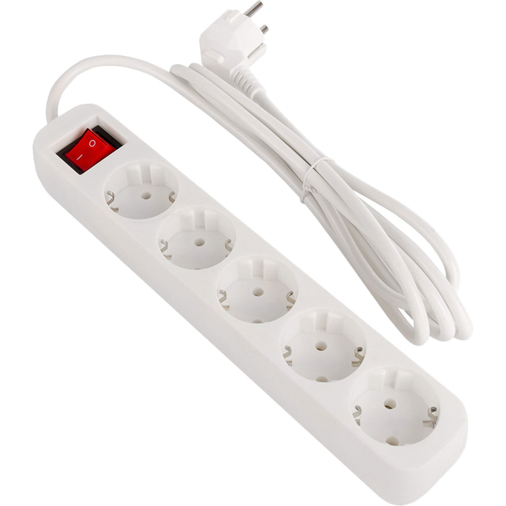 Мережевий фільтр COLORWAY 5 розеток 2м 10А 3х1.0мм2 White (CW-PSEA52W) Тип вилки євровилка із заземленням (Тип F)