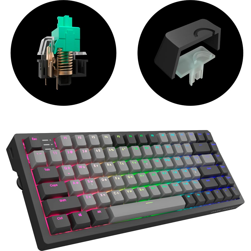 Клавиатура DARK PROJECT KD83A PBT Mechanical Gateron Cap Teal Black (DP-KD-83A-004100-GTC) Подключение проводное