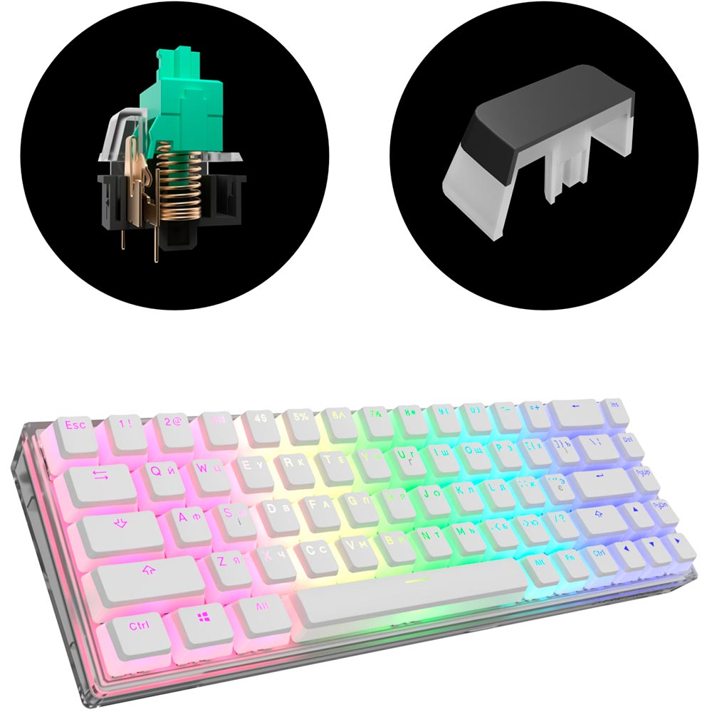 Клавіатура DARK PROJECT KD68B PBT Mechanical G3ms Sapphire Transparent (DP-KD-68B-907700-GMT) Підключення дротове