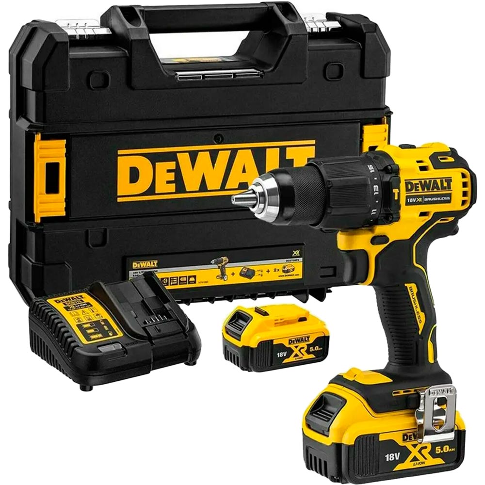 Дрель-шуруповерт DEWALT DCD709P2T Аксессуары в комплекте 2 аккумулятора