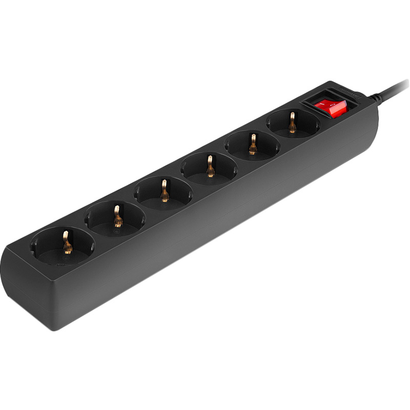 Сетевой фильтр REAL EL RS-6 Protect M 6 розеток 5м 16A 3x1.5мм2 Black (EL122300036) Тип сетевой фильтр