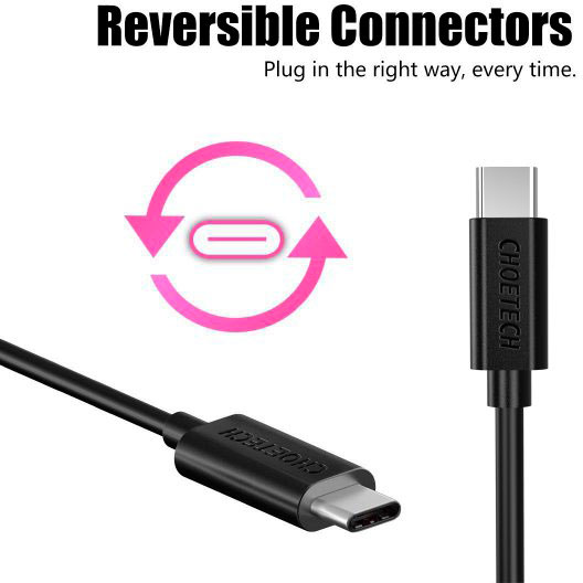 Фото 4 Кабель CHOETECH USB Type-C - USB Type-C 3 м Black (CC0004)