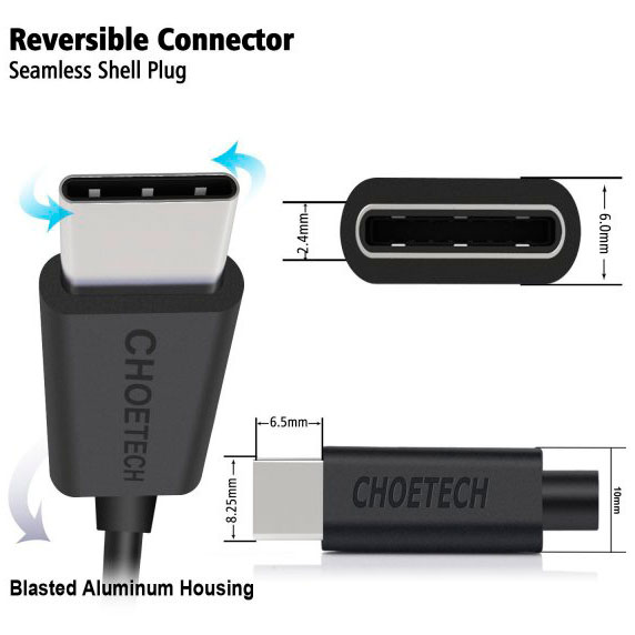 Фото 4 Кабель CHOETECH USB Type-C - USB Type-C 1 м Black (AC0002)
