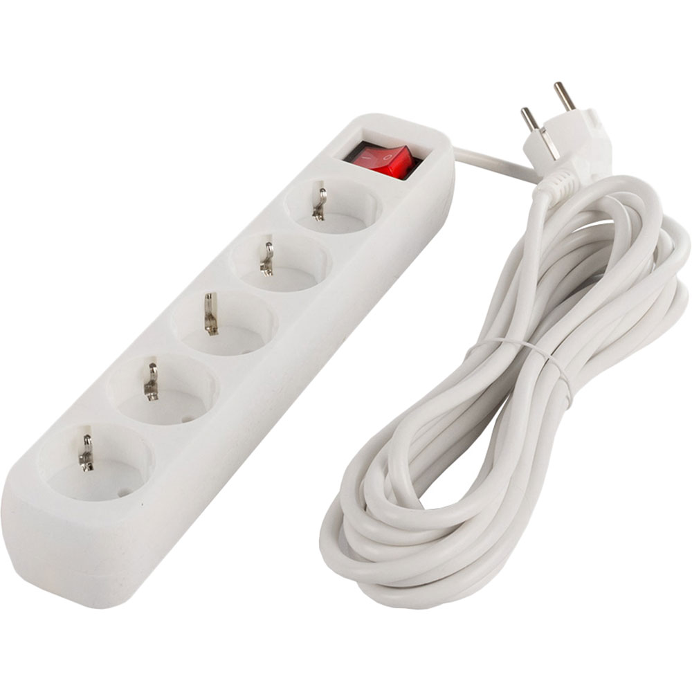 Мережевий фільтр COLORWAY 5 розеток 2м 10А 3х1.0мм2 White (CW-PSEA52W) Максимальна сила струму 10
