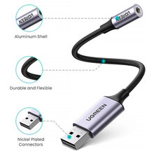 Звуковая карта UGREEN USB AUX jack KT0210 25 СМ477 Black (30757)