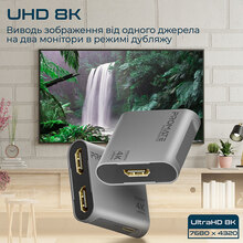 Сплиттер Promate MediaSplit-C2 HDMI to 2xHDMI Silver (mediasplit-C2.silver)