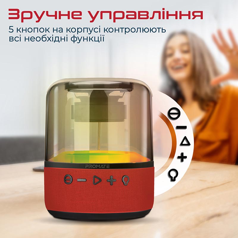 Портативная акустика Promate Glitz-L 10W Red (glitz-l.red) Формат 1.0