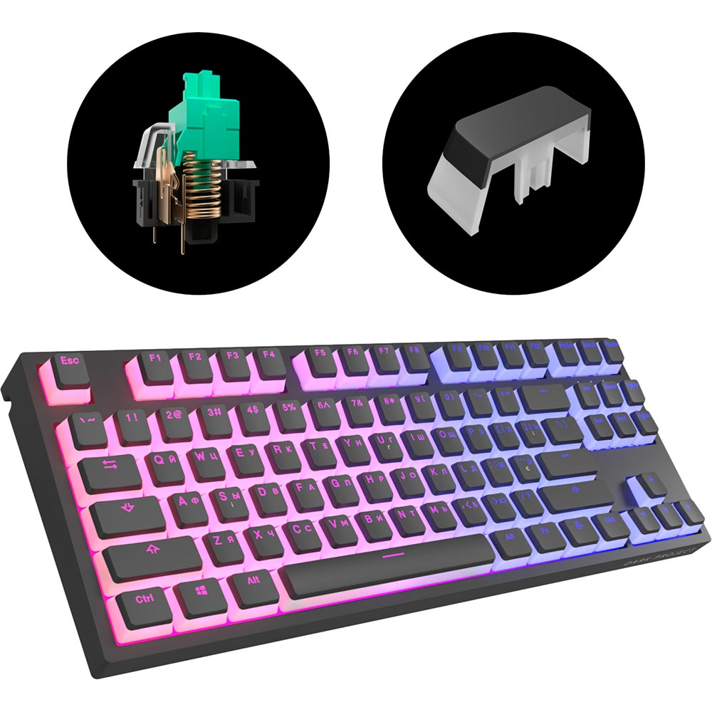 Внешний вид Клавиатура DARK PROJECT KD87A PBT Mechanical Gateron Cap Teal Black (DP-KD-87A-007700-GTC)