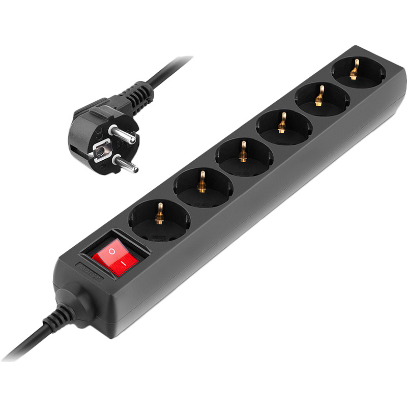 Сетевой фильтр REAL EL RS-6 Protect M 6 розеток 5м 16A 3x1.5мм2 Black (EL122300036) Тип розеток евророзетка с заземлением (Тип F)