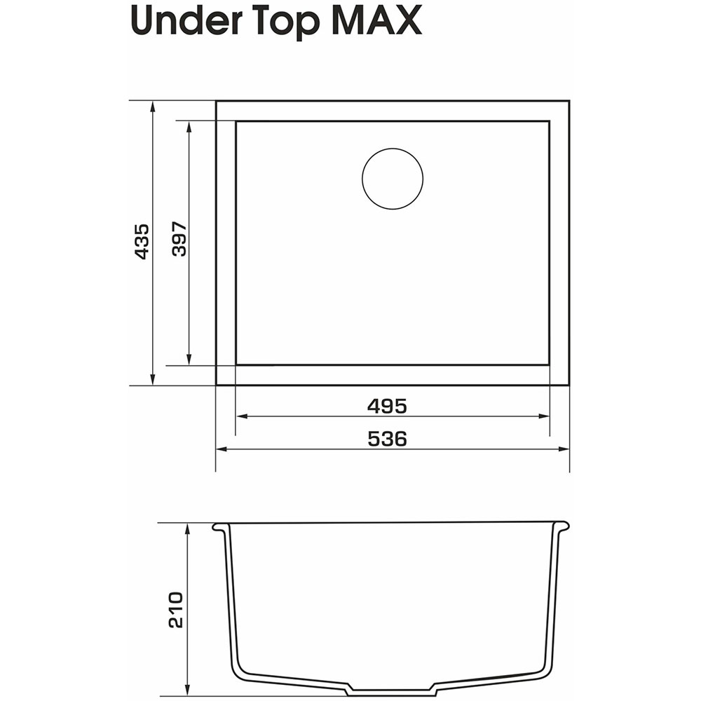 Зовнішній вигляд Мийка GRANADO Under top Max Black (gr3001)