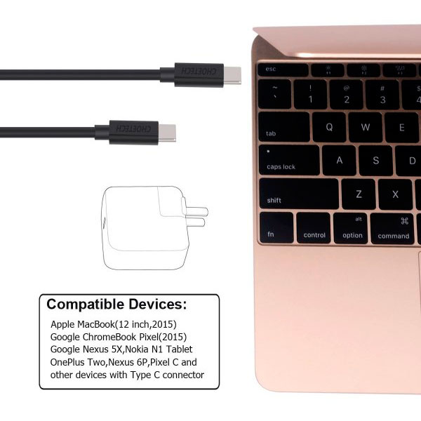 Внешний вид Кабель CHOETECH USB Type-C - USB Type-C 3 м Black (CC0004)