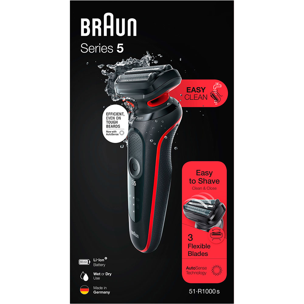 Електробритва BRAUN Series 5 51-R1000 Black/Red Кількість головок/сіток 3