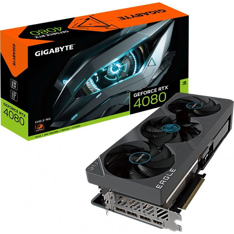 Фото Видеокарта Gigabyte GeForce RTX 4080 Eagle 16GB 256bit 2505/22400MHz (GV-N4080EAGLE-16GD)