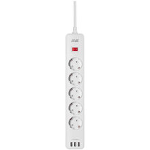 Мережевий фільтр 2E 5 розеток 3xUSB-A 2м 16А 3x1.5мм2 White (2E-SP515M2USBWH)