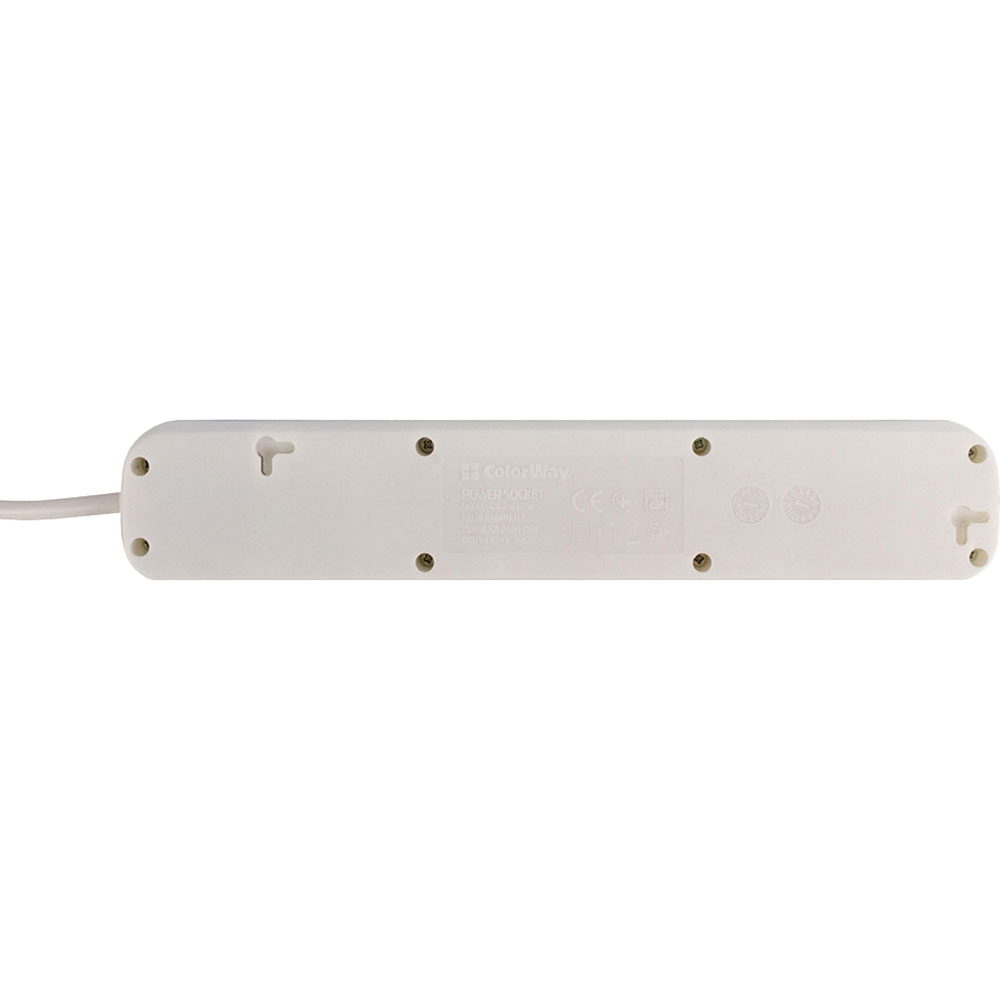 Зовнішній вигляд Мережевий фільтр COLORWAY 5 розеток 2м 10А 3х1.0мм2 White (CW-PSEA52W)