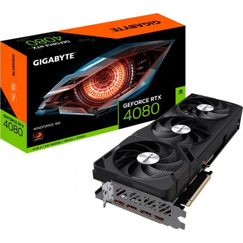 Заказать Видеокарта Gigabyte GeForce RTX 4080 Windforce 16GB 256bit 2505 / 22400MHz (GV-N4080WF3-16GD)