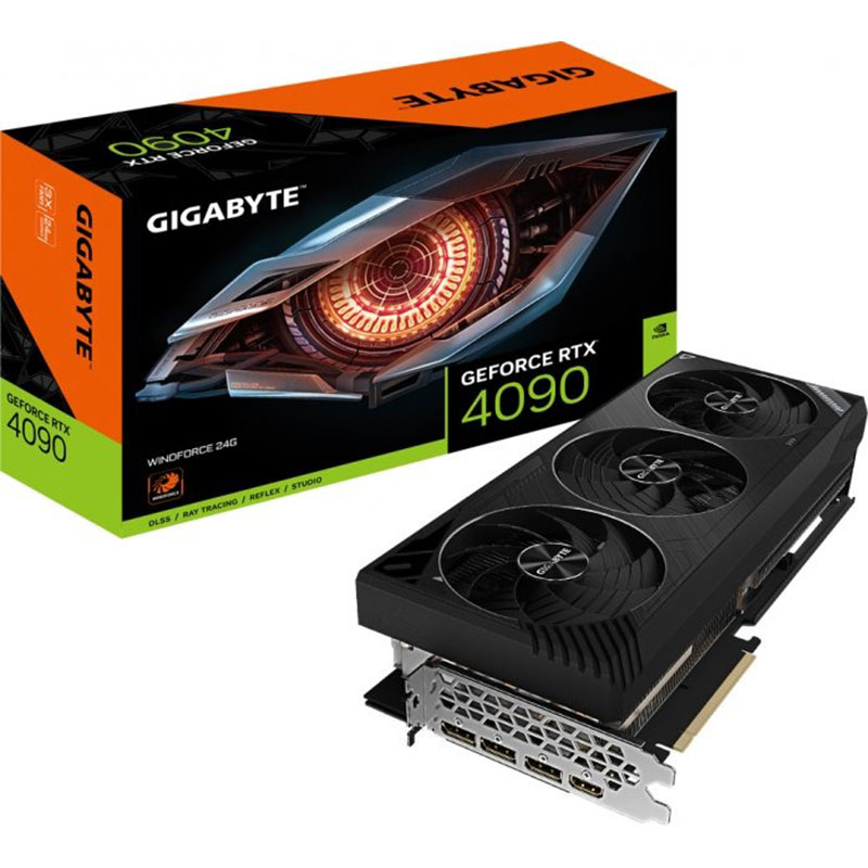 Заказать Видеокарта Gigabyte GeForce RTX 4090 WINDFORCE 24G 24GB 384bit 2520/21000MHz (GV-N4090WF3-24GD)