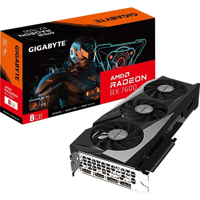 Замовити Відеокарта GIGABYTE Radeon RX 7600 Gaming 8GB 128bit 2355/18000MHz (GV-R76GAMING OC-8GD)