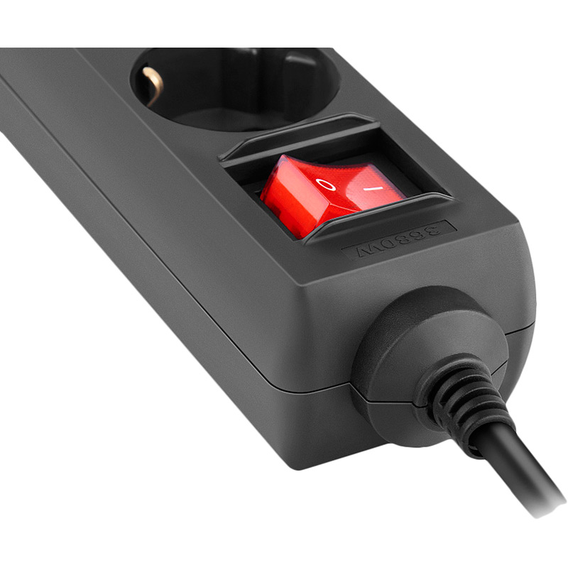 Внешний вид Сетевой фильтр REAL EL RS-6 Protect M 6 розеток 5м 16A 3x1.5мм2 Black (EL122300036)