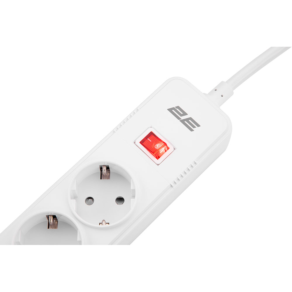 Мережевий фільтр 2E 5 розеток 3xUSB-A 2м 16А 3x1.5мм2 White (2E-SP515M2USBWH) Тип вилки євровилка із заземленням (Тип F)