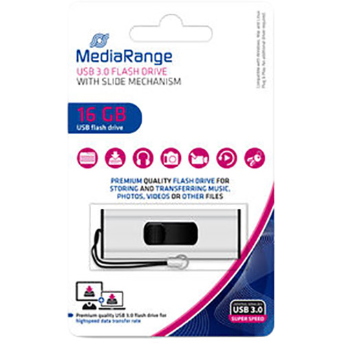 Покупка Флеш-драйв MEDIARANGE 16GB USB 3.0 Black/Silver (MR915)