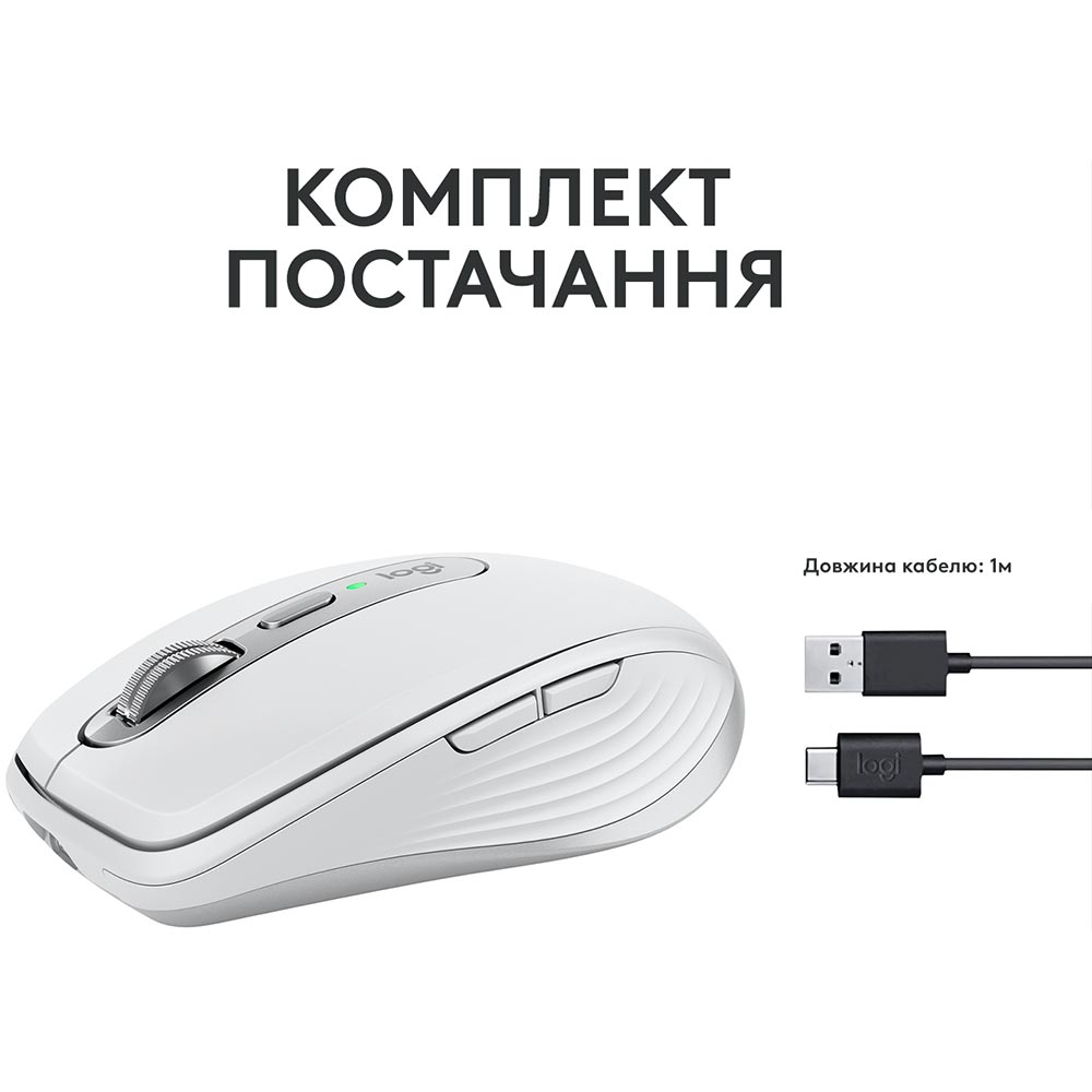 Миша LOGITECH MX Anywhere 3S Bluetooth Pale Grey (65 х 100.5 х 34.4) Тип сенсора лазерний