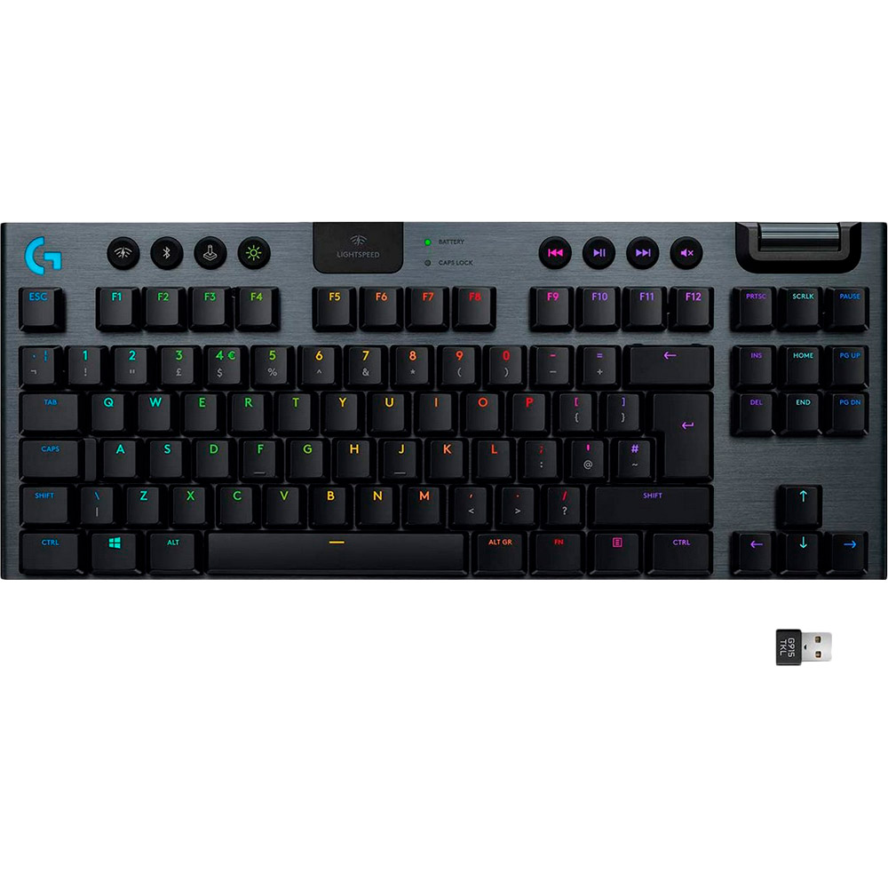 Клавіатура LOGITECH G915 TKL Tenkeyless LIGHTSPEED Wireless RGB Gaming Clicky US Carbon (920-009503)