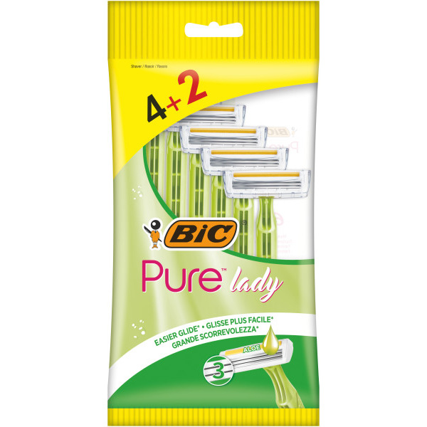 Бритвы одноразовые Bic Pure 3 Lady 4 + 2 шт (3086126727370) Зона применения для ног