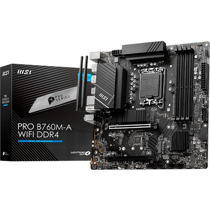 Материнская плата MSI PRO B760M-A WIFI DDR4 (911-7D99-001) Поддерживаемые процессоры Intel Core 13, 12-го поколения под сокет LGA1700