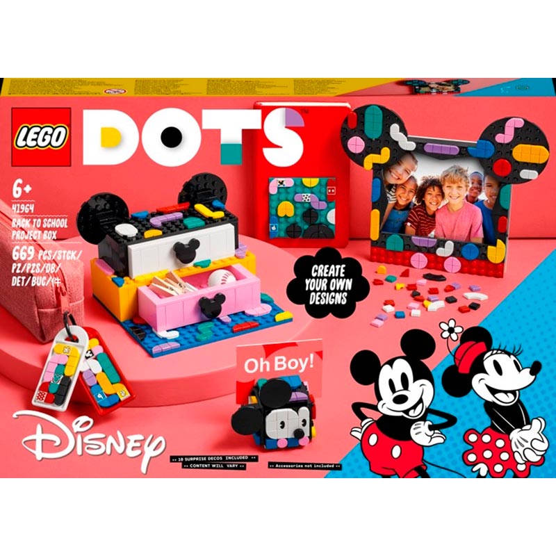 Конструктор LEGO DOTS Коробка Снова в школу с Микки и Минни Маусами 669 деталей (41964)