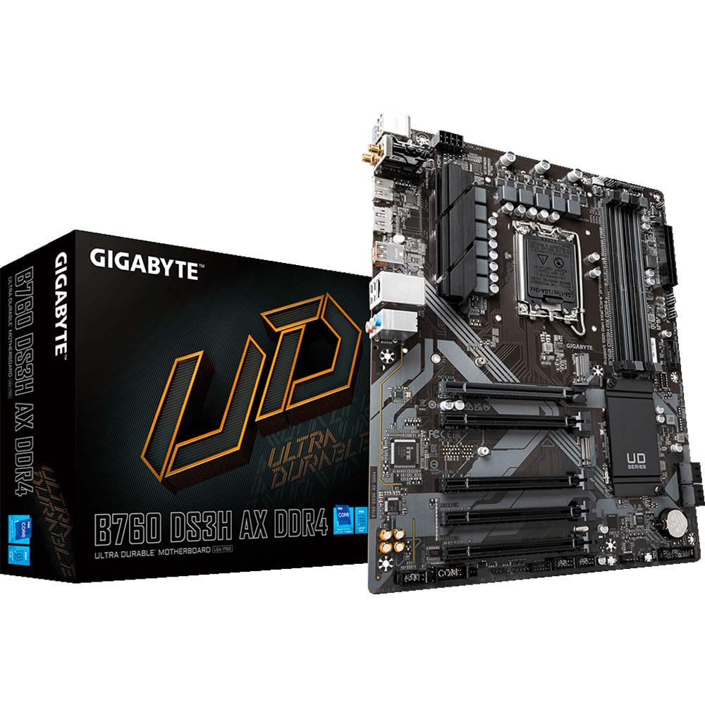 Материнська плата GIGABYTE B760 DS3H AX DDR4 Материнська плата GIGABYTE B760 DS3H AX DDR4 Підтримувані процесори Intel Core 13, 12-го поколения под сокет LGA1700