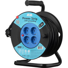 Подовжувач 2E 4 розетки 20м 16А 3х1.5 мм2 Black (2E-CR4315IP20M20)