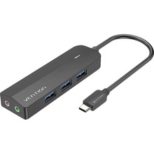 Док-станція VENTION USB 3.1 Type-C - 3 x USB 3.0 + MicroUSB + 3.5mm Black (TGQBB)