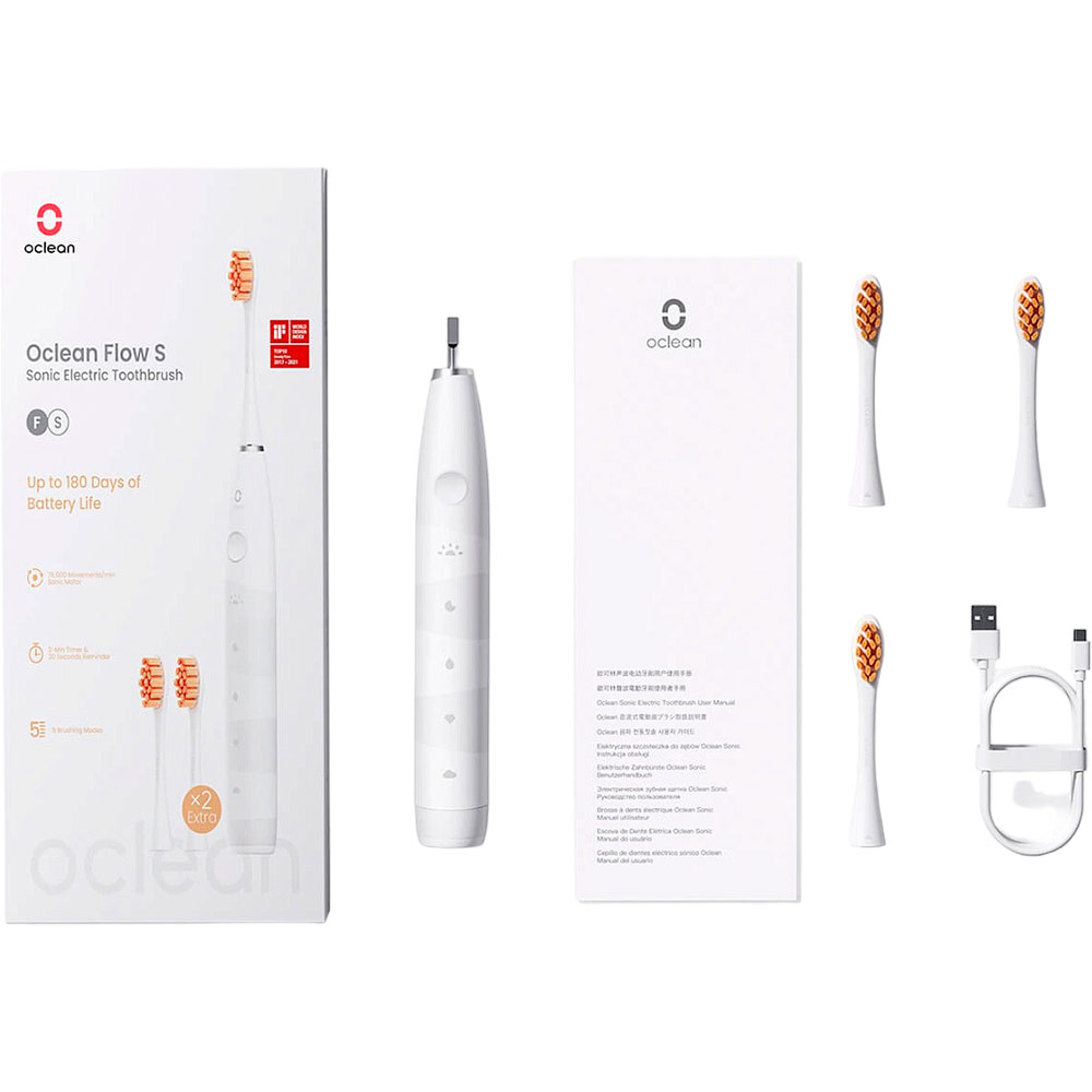 Зубна щітка OCLEAN Flow S Sonic Electric Toothbrush White (6970810552959) Тип голівки з'ємна