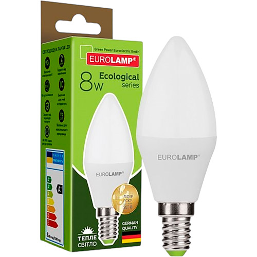 Светодиодная лампа EUROLAMP CL-8W-E14-3000K (LED-CL-08143(P)(3)) Тип светодиодная (LED)