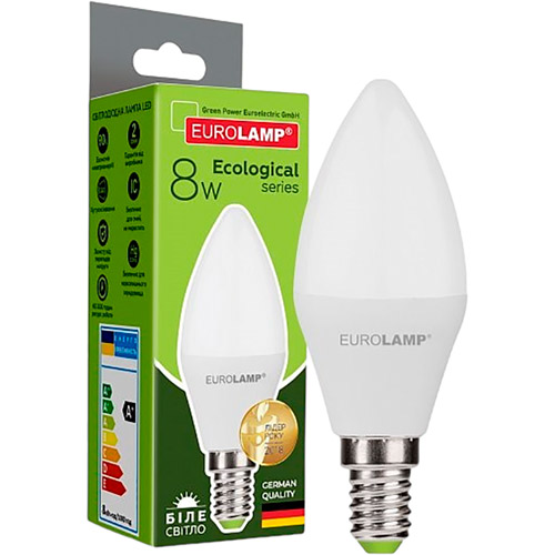 Светодиодная лампа EUROLAMP CL-8W-E14-4000K (LED-CL-08144(P)(3)) Тип светодиодная (LED)